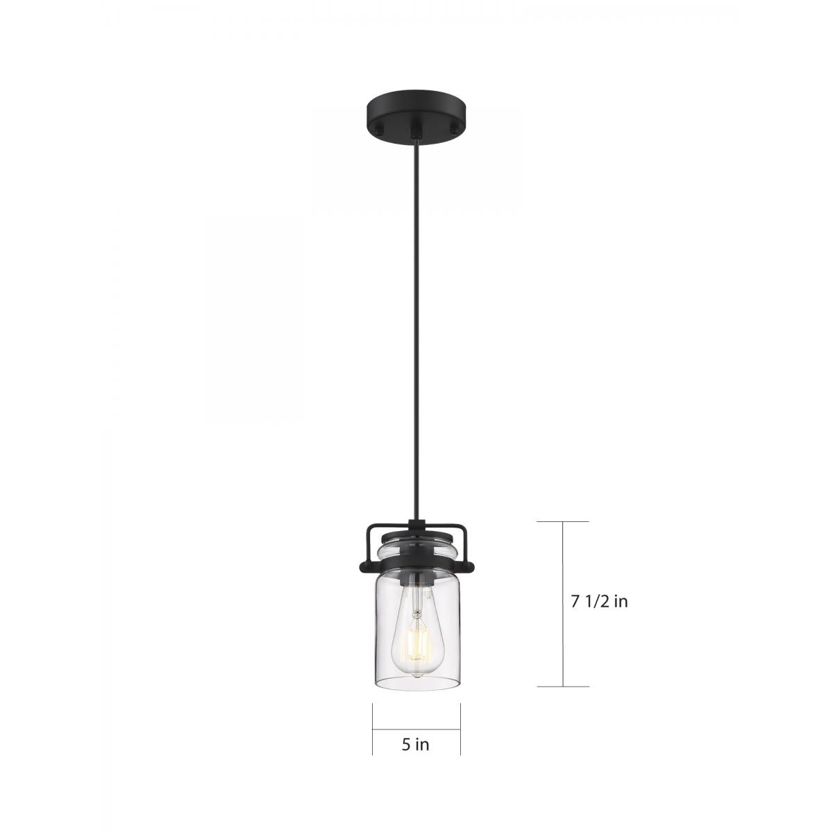 60-6732 ANTEBELLUM 1 LT MINI PENDANT Antebellum - 1 Light Mini Pendant - with Clear Glass -Matte Black Finish - Cheap-Us