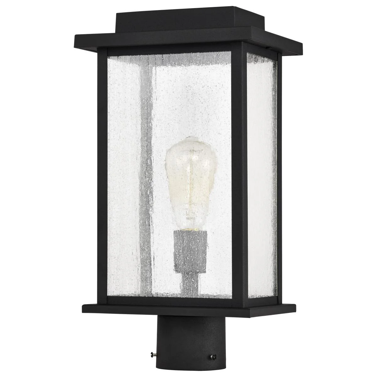 60-7378 SULLIVAN 1LT OUTDOOR POST Sullivan Collection Outdoor 17 inch Post Light Pole Lantern; Matte Black Finish with Clear Seedy Glass - Cheap-Us