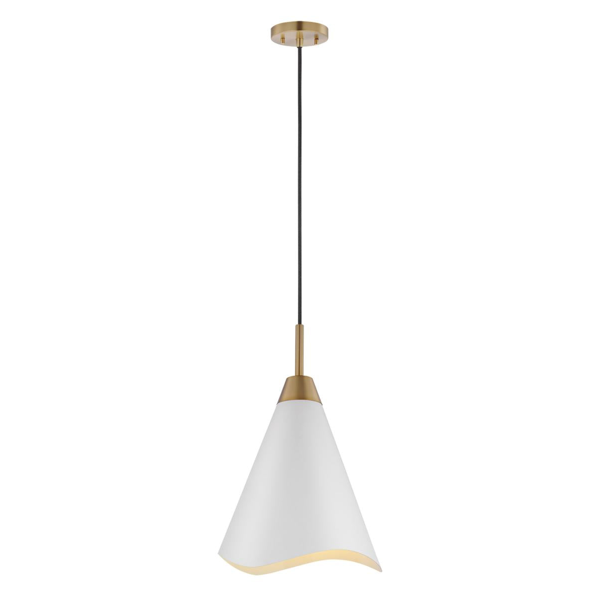 60-7474 TANGO 1 LIGHT MEDIUM PENDANT Tango; 1 Light; Medium Pendant; Matte White with Burnished Brass - Cheap-Us