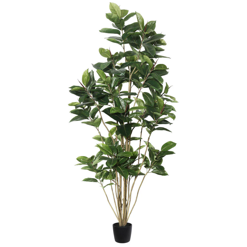 Vickerman 7' Potted Artificial Green Rubber Tree. - Cheap-Us