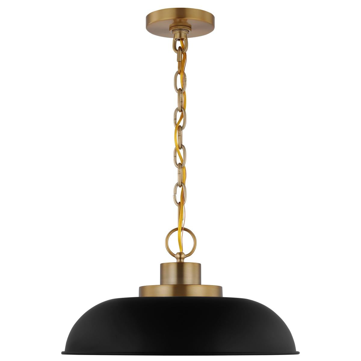 60-7481 COLONY 1 LIGHT SMALL PENDANT Colony; 1 Light; Small Pendant; Matte Black with Burnished Brass - Cheap-Us