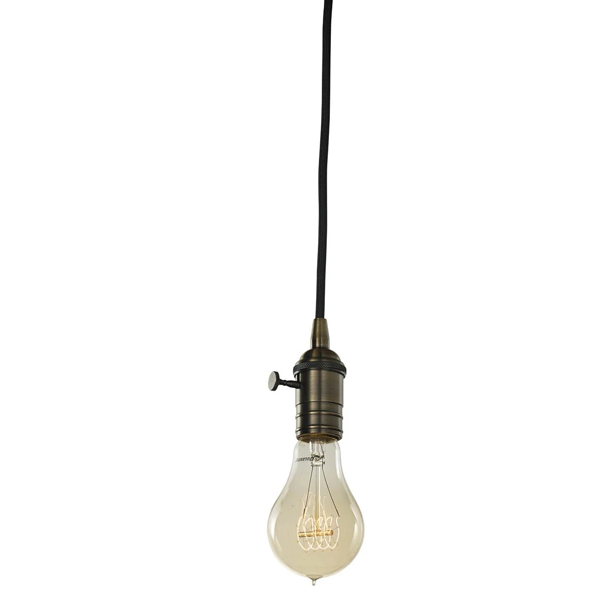 BULBRITE FIXTURES DIRECT WIRE PENDANT KIT VINTAGE WARM GOLD SOCKET WITH BLACK CORD AND INCANDESCENT A21 MEDIUM SCREW (E26) 25W DIMMABLE NOSTALGIC LIGHT BULB 2200K/AMBER 1PK (810083) - Cheap-Us