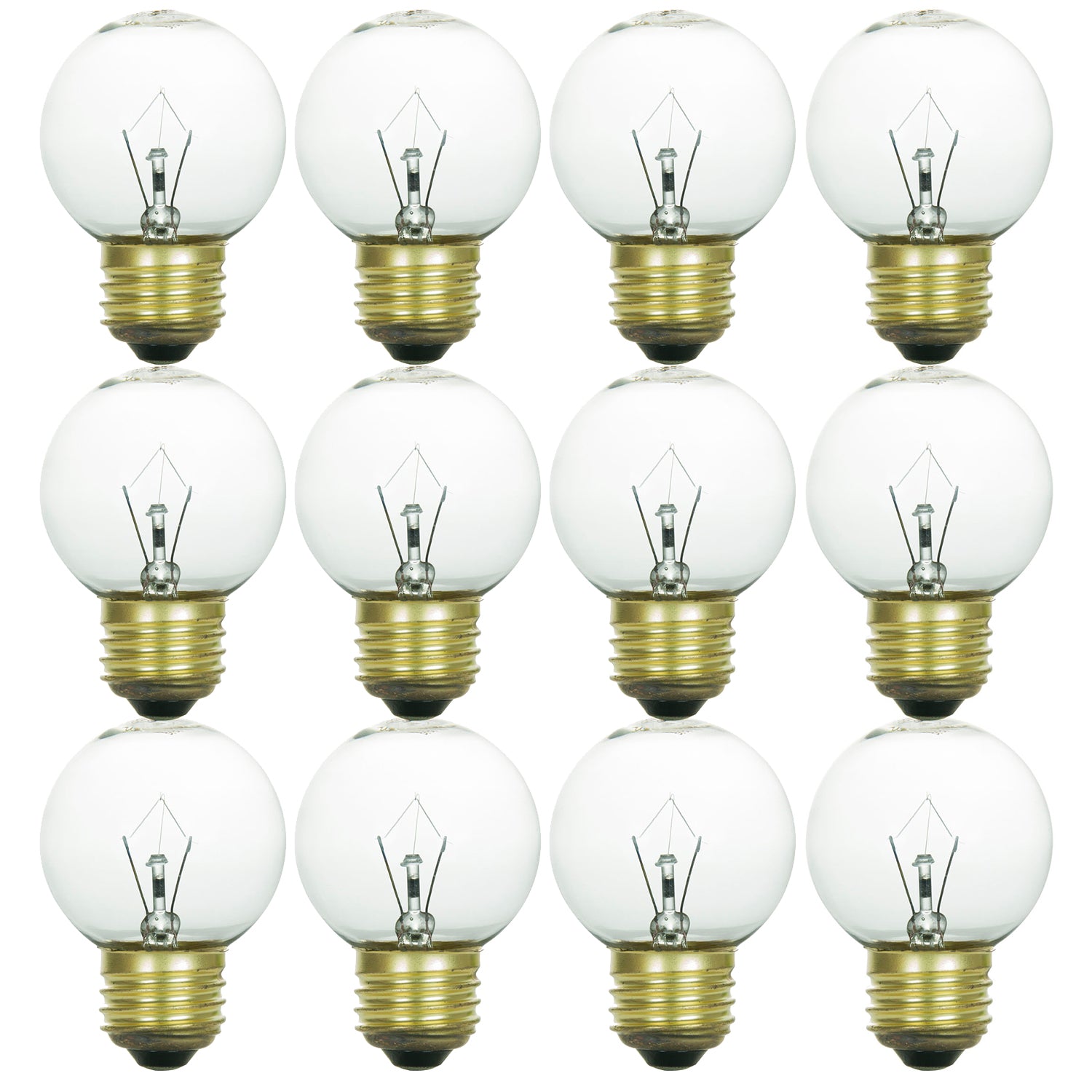 Sunlite 25G16/CL/MED/12PK 25W Incandescent G16 Globe Light Bulb Medium (E26) Base (12 Pack), Crystal Clear - Cheap-Us
