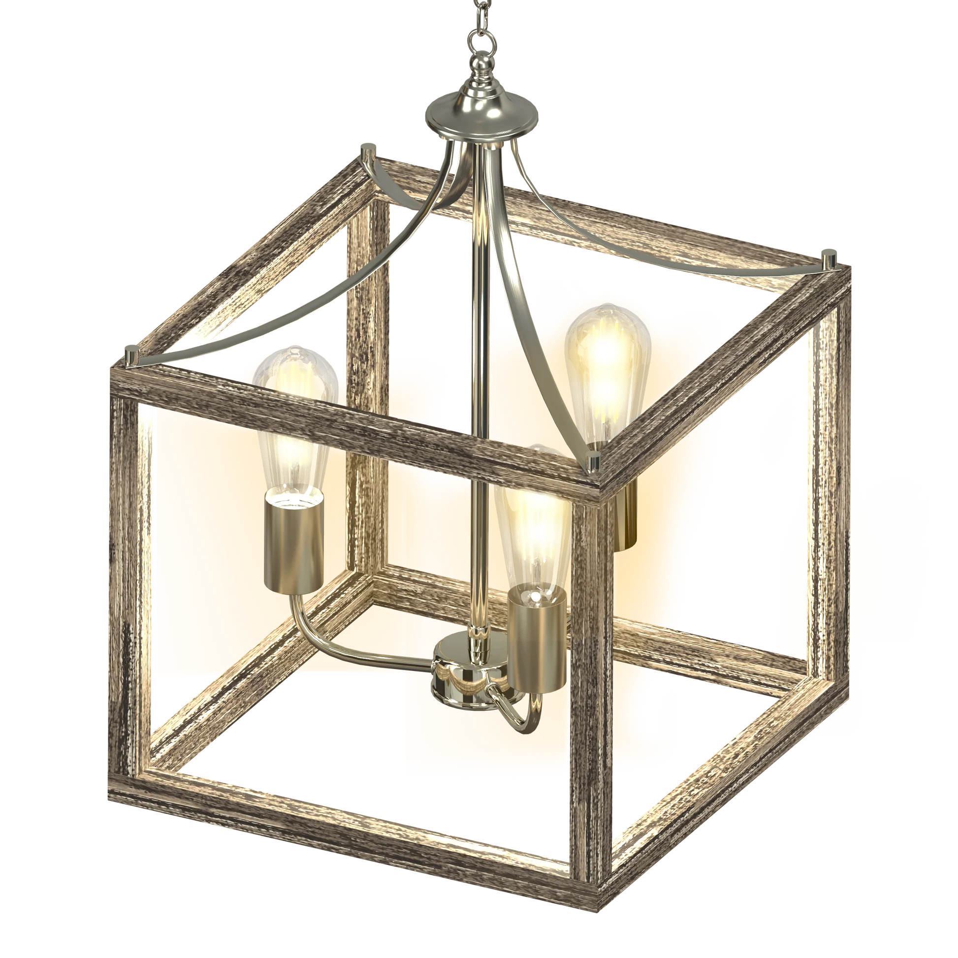 Gabbia Three Light Square Farmhouse Pendant Fixture - Cheap-Us