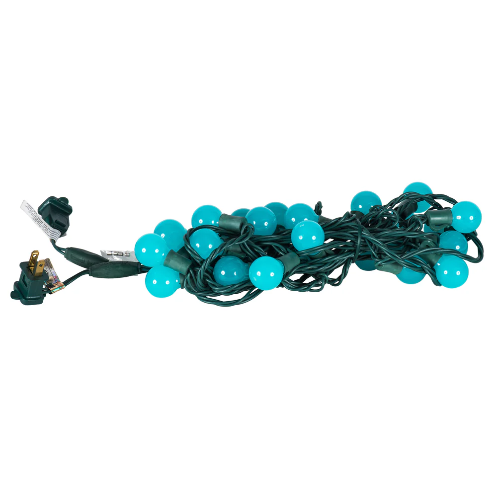 Vickerman 25 Teal G30 LED Light on Green Wire 16' Christmas Light Strand - Cheap-Us