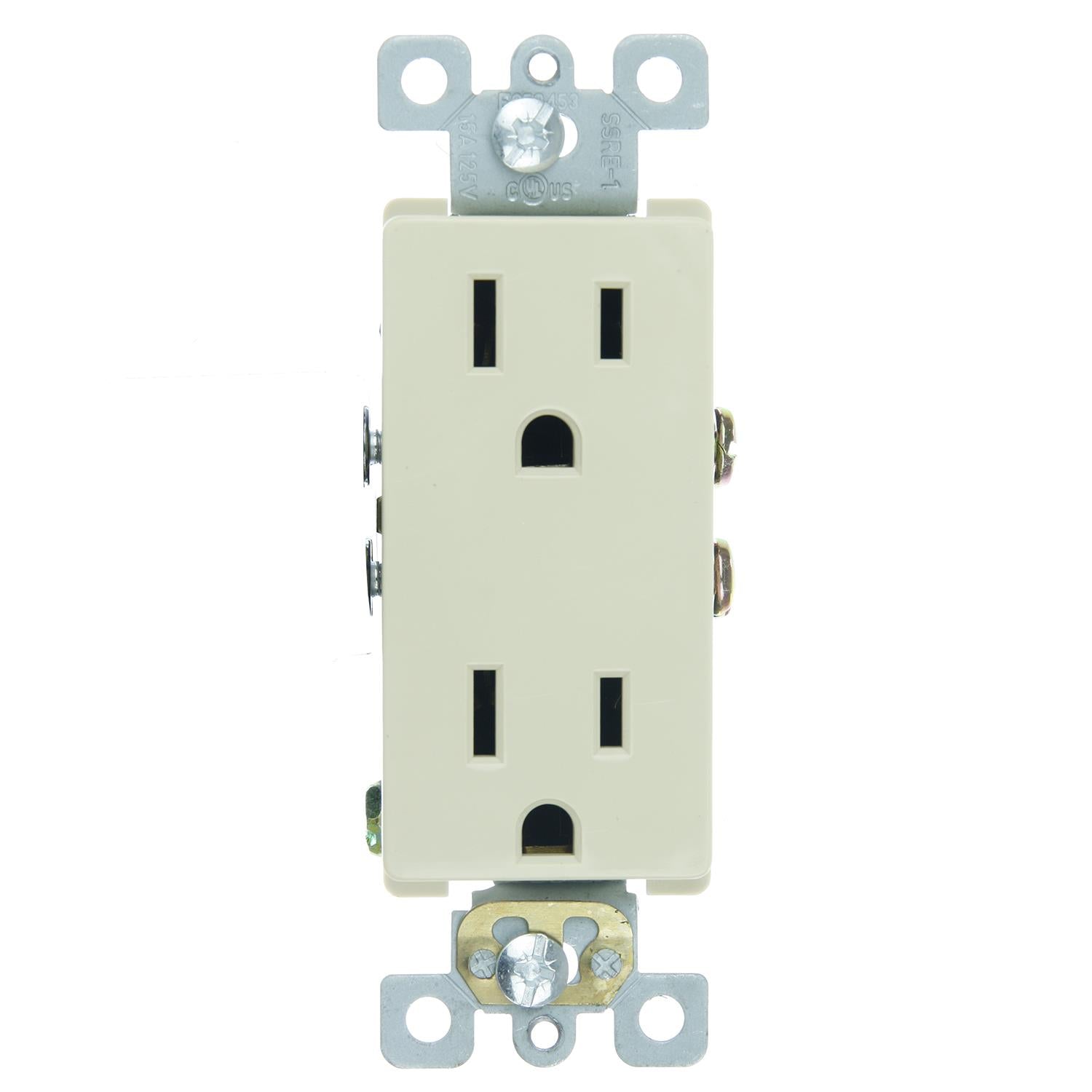 Sunlite E526 15A Decorative Duplex Receptacle, Ivory - Cheap-Us