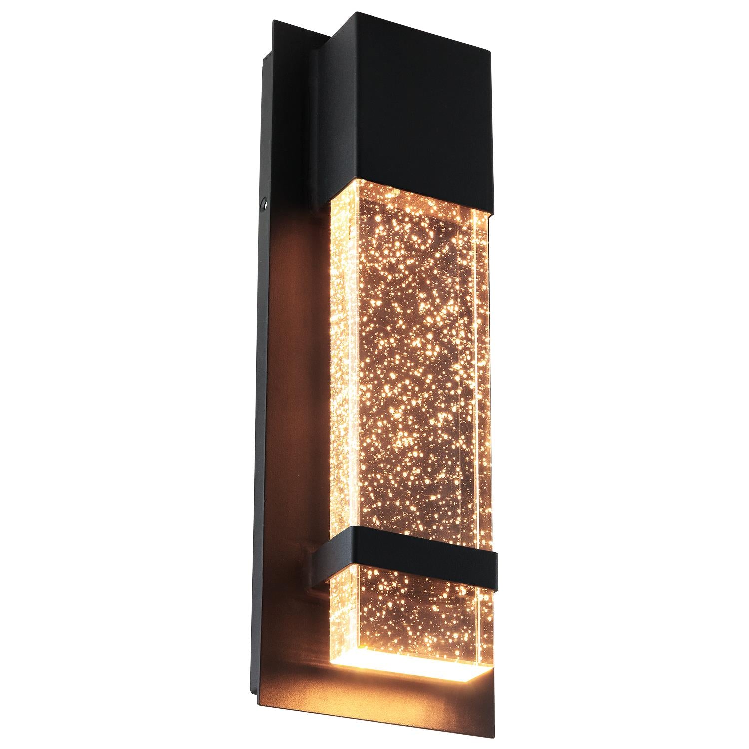 Sunlite LED Wall Sconce, Black Metal Frame with Raindrop Effect Glass Panel,  4.75