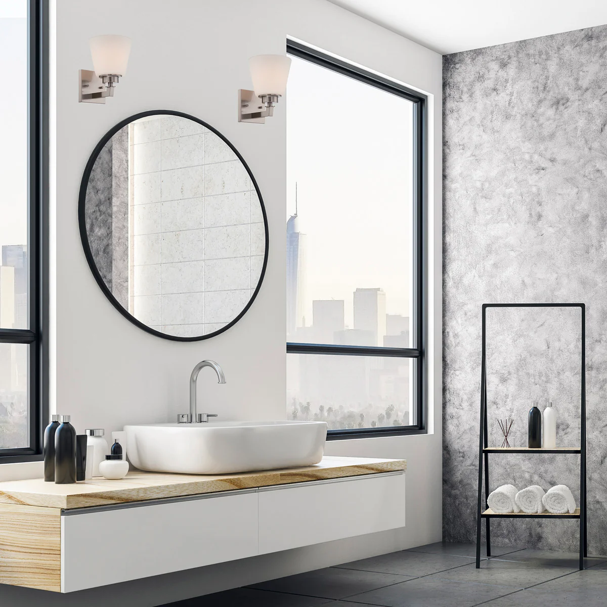 60-5451 MOBILI - 1 LT VANITY FIXTURE Mobili - 1 Light Vanity with Satin White Glass - Brushed Nickel Finish - Cheap-Us