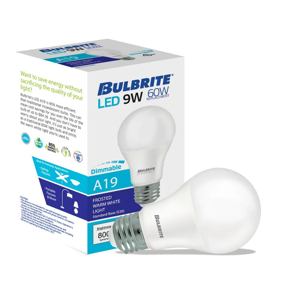 Bulbrite LED A19 Dimmable Medium Screw Base (E26) Light Bulb, 60 Watt Equivalent 2700K, 48 Pack - Cheap-Us