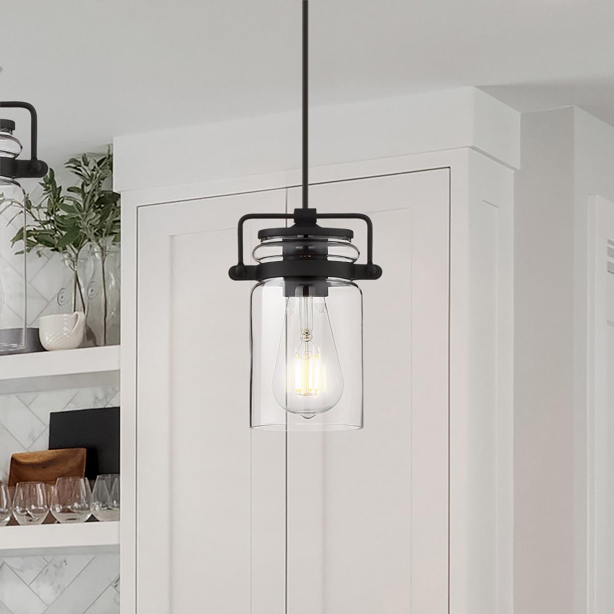 60-6732 ANTEBELLUM 1 LT MINI PENDANT Antebellum - 1 Light Mini Pendant - with Clear Glass -Matte Black Finish - Cheap-Us