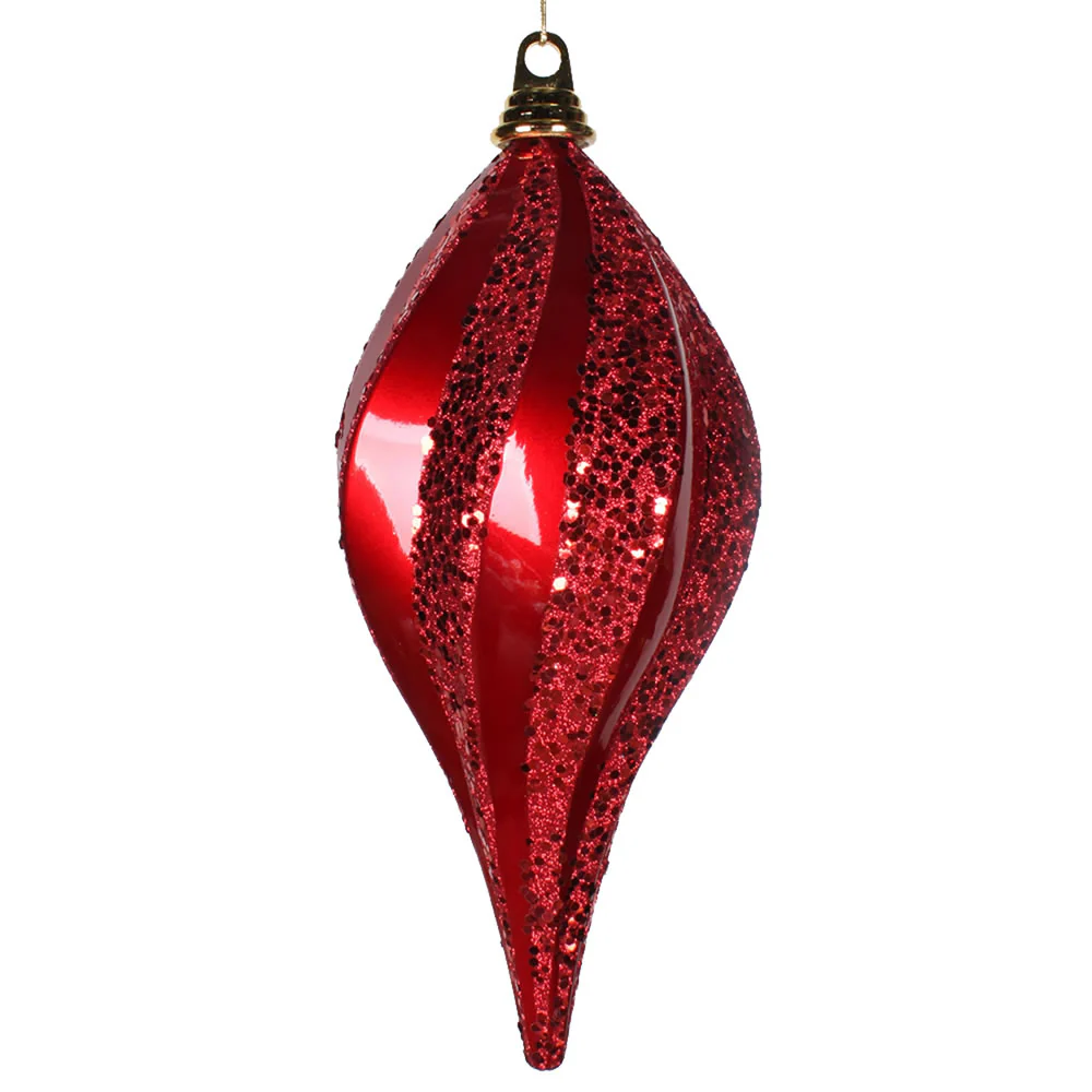 Vickerman 12'' Red Glitter Swirl Drop Christmas Ornament - Cheap-Us