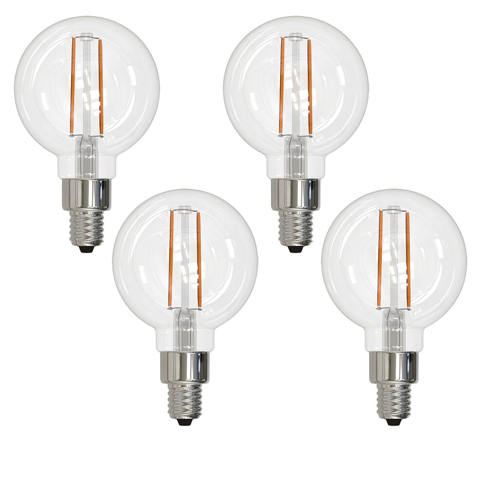 Bulbrite Pack of (4) 2.5 Watt Dimmable Clear Filament G16 Candelabra (E12) LED Light Bulb - 250 Lumens, 2700K (776706) - Cheap-Us