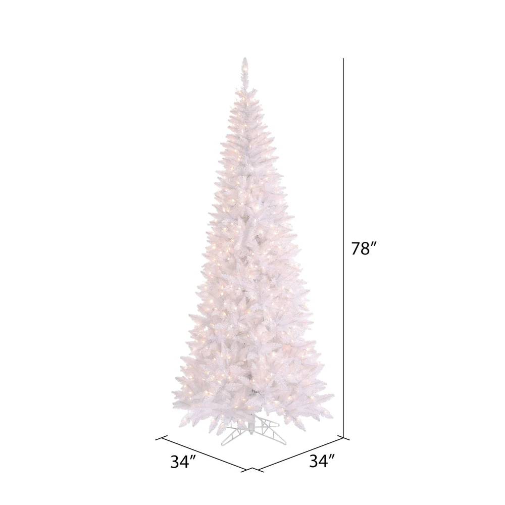 Vickerman 6.5' White Fir Slim Artificial Christmas Tree Warm White Dura-lit LED Lights - Cheap-Us