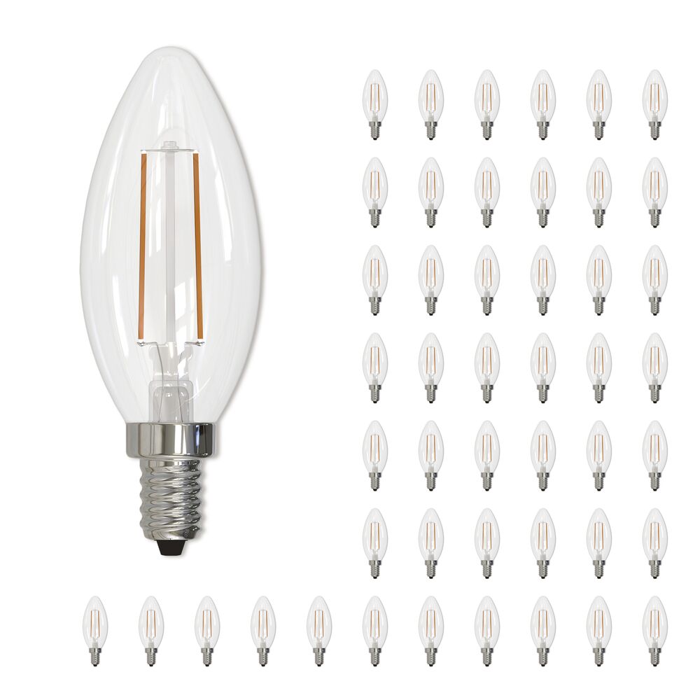 Bulbrite LED Filament B11 Dimmable Candelabra Screw Base (E12) Light Bulb 40 Watt Equivalent 2700K, Clear 48-Pack - Cheap-Us