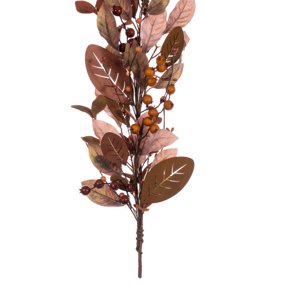 Vickerman 5' Artificial Light Brown Fall Berry and Wood Leaf Garland - Cheap-Us