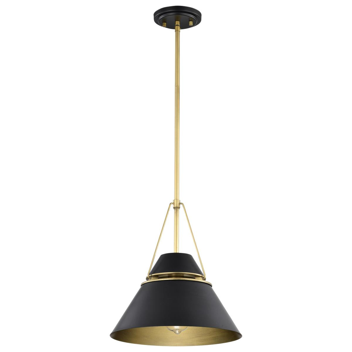 60-7766 ADINA 1 LIGHT MEDIUM PENDANT Adina 1 Light Medium Pendant; Matte Black and Natural Brass Finish - Cheap-Us