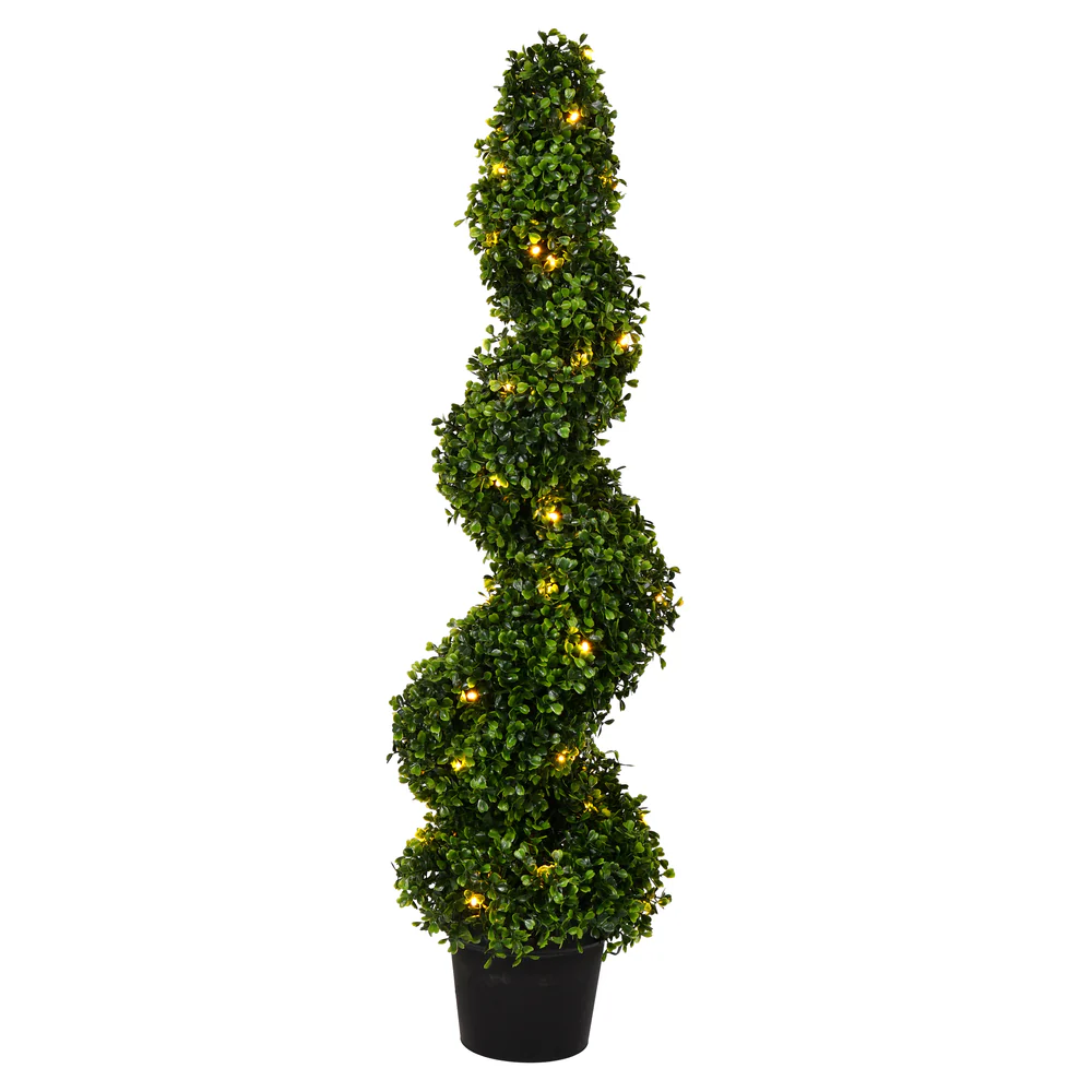 Vickerman 3' Artificial Potted Green Boxwood Spiral Tree. - Cheap-Us