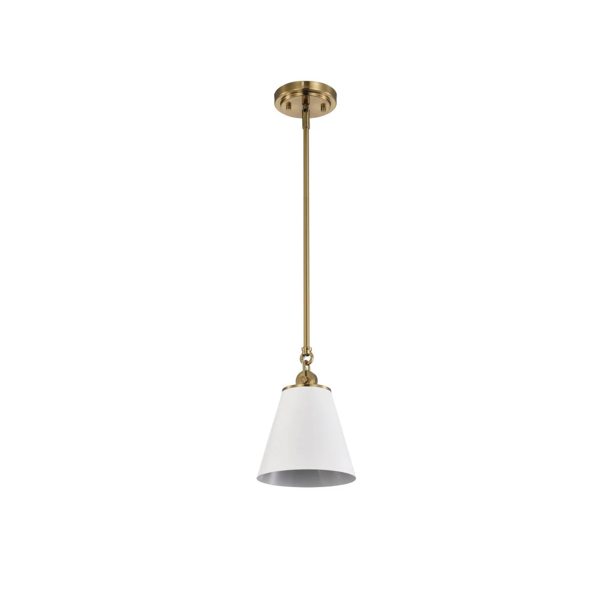 60-7409 DOVER 1 LIGHT SMALL PENDANT Dover; 1 Light; Small Pendant; White with Vintage Brass - Cheap-Us
