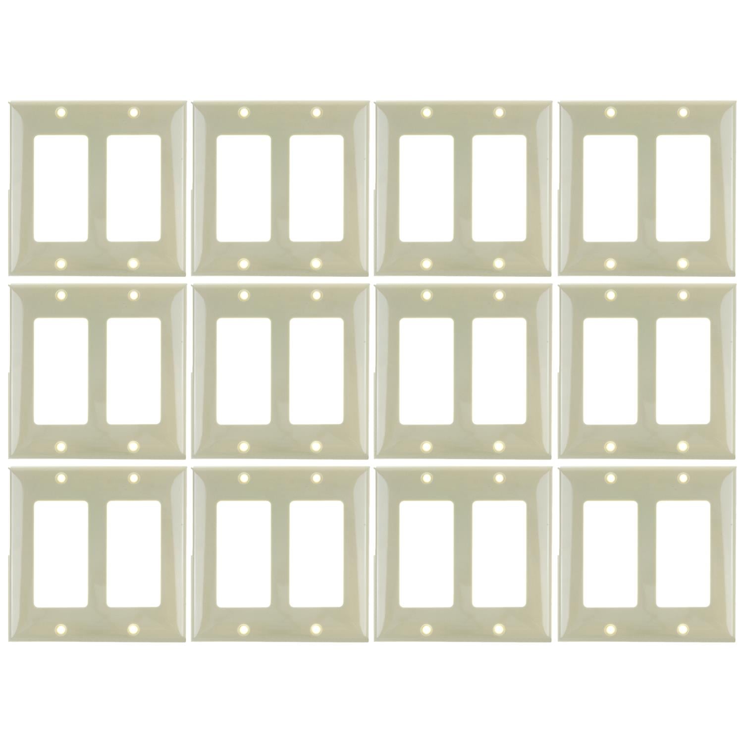 Sunlite E302/I 2 Gang Decorative Switch and Receptacle Plate, Ivory - Cheap-Us