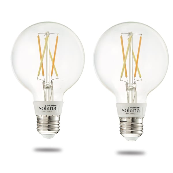 Bulbrite Solana 2-Pack G25 WiFi Connected Edison Filament LED Smart Light Bulb, Clear - Cheap-Us