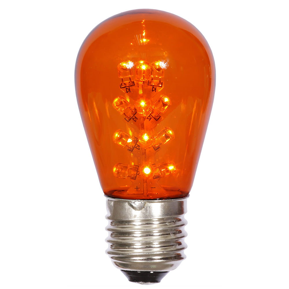 Vickerman S14 Amber LED Transparent E26 Medium Nickel Base Bulb 5 per pack. - Cheap-Us