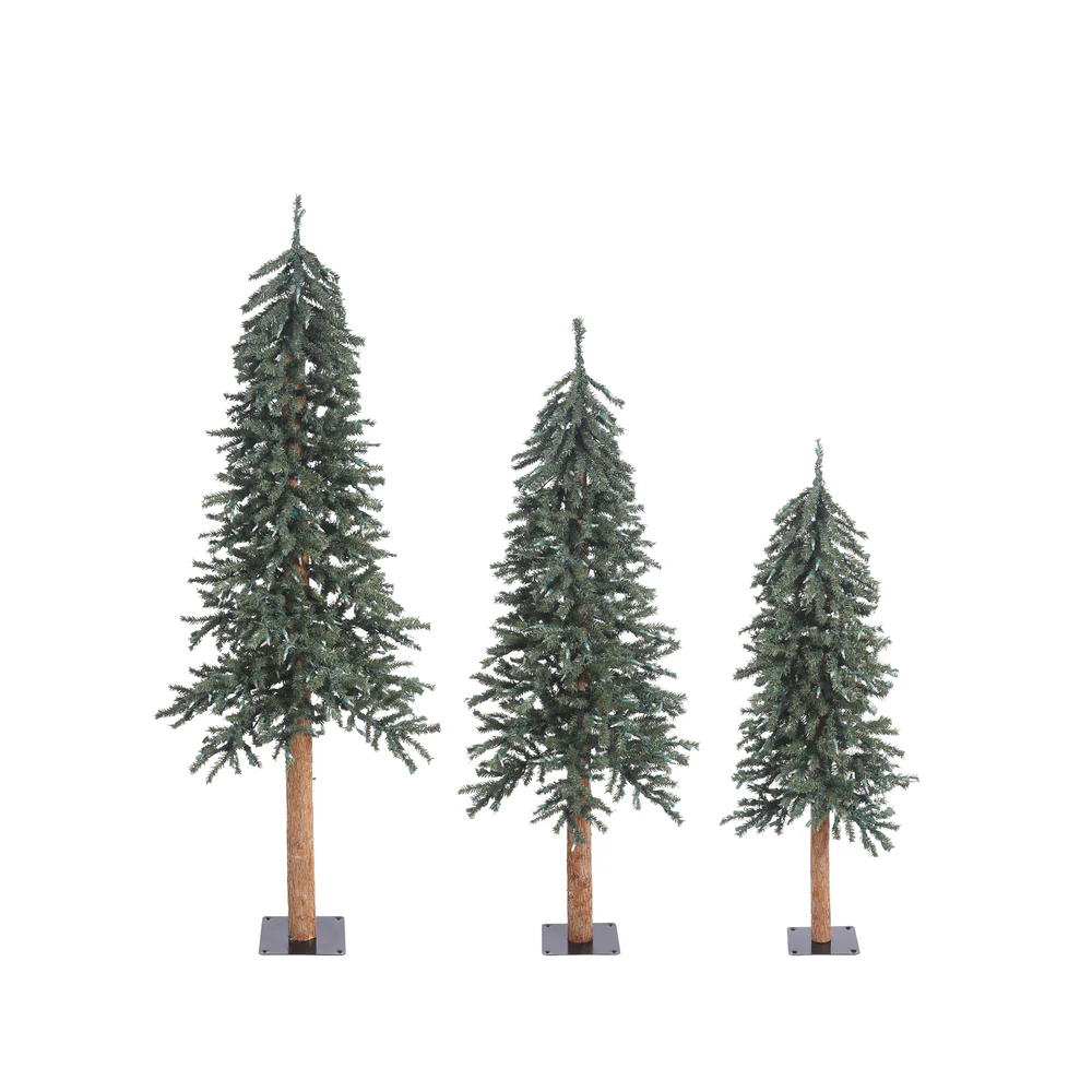Vickerman 4' 5' 6' Natural Bark Alpine Artificial Christmas Tree Set Unlit - Cheap-Us