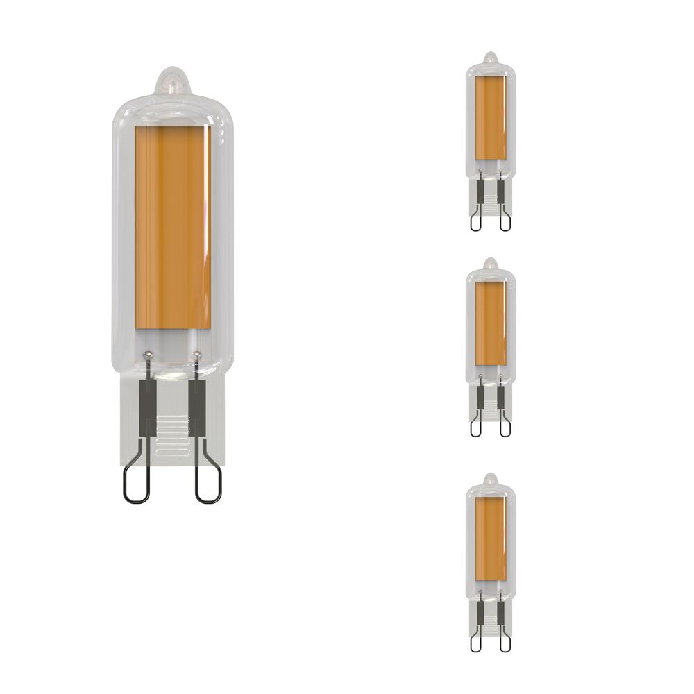 Bulbrite LED Filament Pack of (4) 3.5 Watt Mini T4 Light Bulbs with Clear Finish and Bi-Pin (G9) Base - 2700K (Warm White Light), 300 Lumens - Cheap-Us