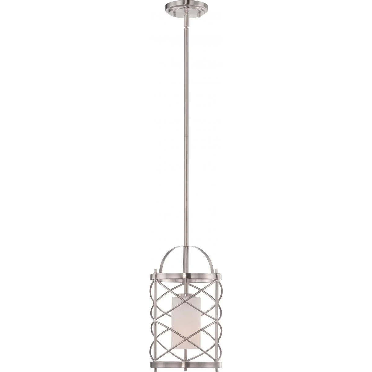 60-5332 GINGER - 1 LT MINI PENDANT Ginger - 1 Light Mini Pendant with Satin White Glass - Brushed Nickel Finish - Cheap-Us