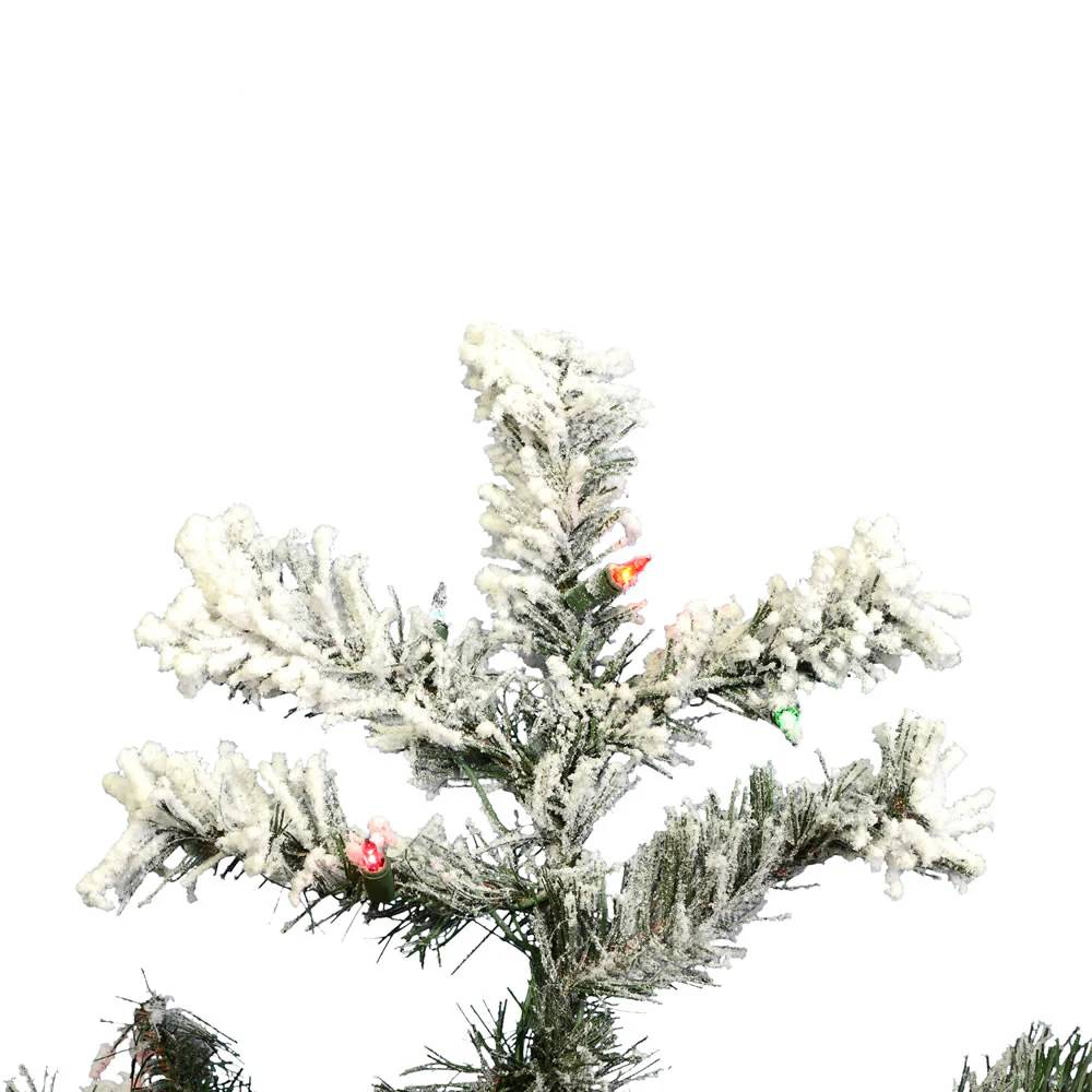 Vickerman 4.5' Flocked Alaskan Pine Artificial Christmas Tree Multi-Colored Dura-Lit lights - Cheap-Us