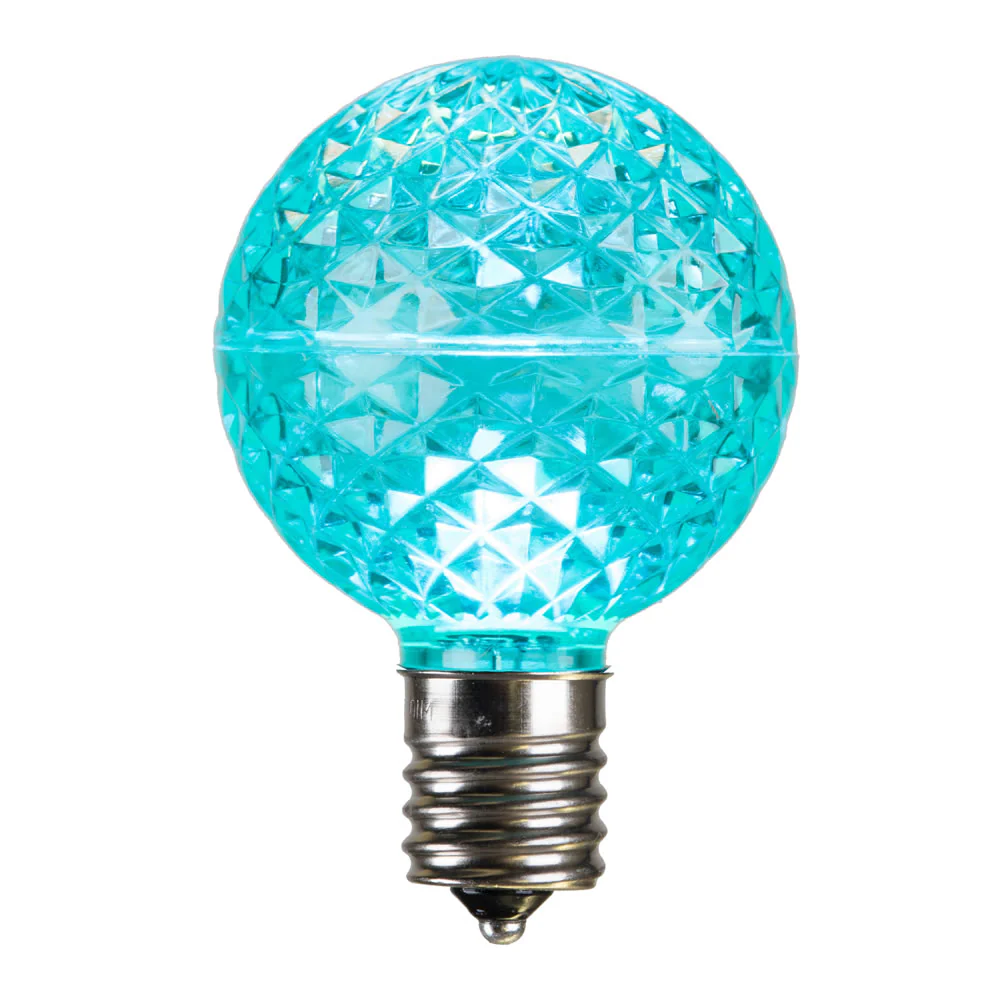 Vickerman G50 LED Teal Faceted Replacement Bulb, E17/C9 Nickel Base, 20 Pack. - Cheap-Us