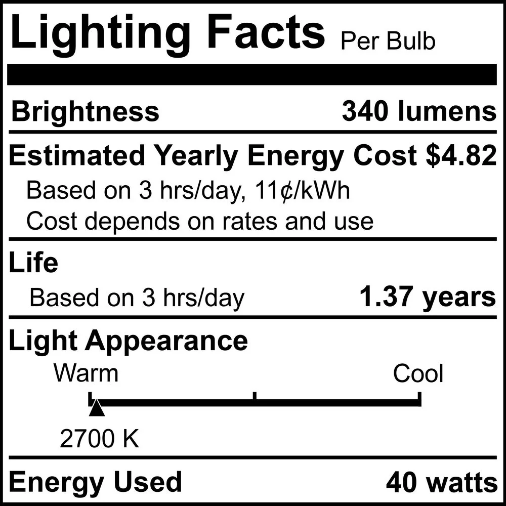 BULBRITE INCANDESCENT G40 MEDIUM SCREW (E26) 40W DIMMABLE LIGHT BULB 2700K/WARM WHITE 12PK (351040) - Cheap-Us
