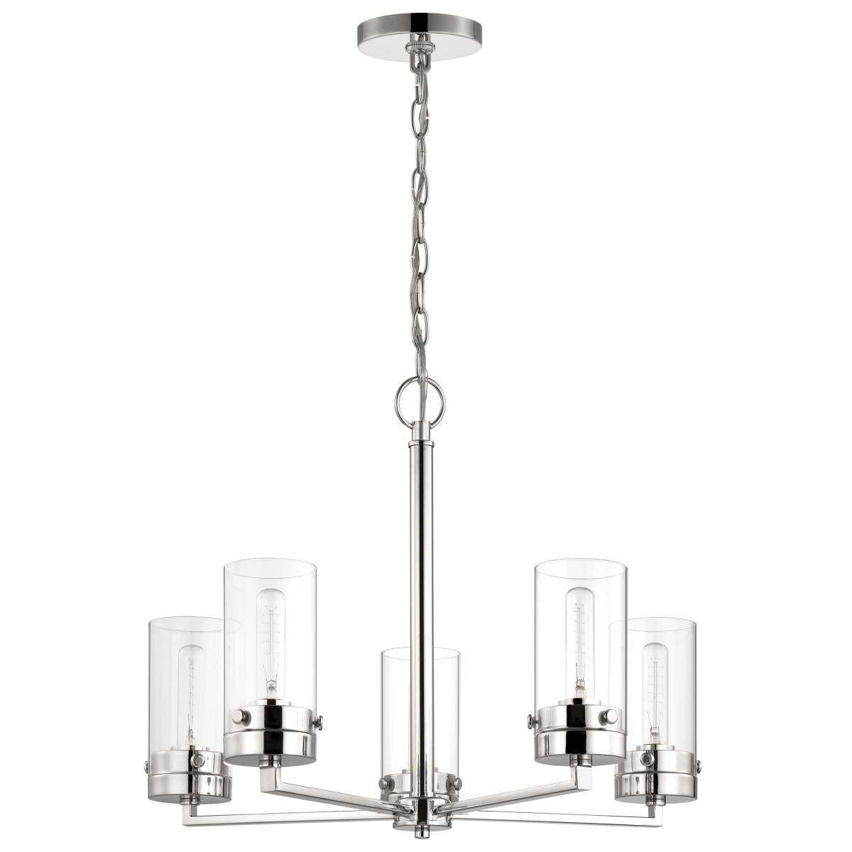 Satco Nuvo Intersection 5 Light Chandelier With Clear Glass - 60W - 120V - Medium Base - Cheap-Us