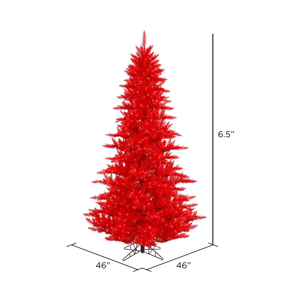 Vickerman 6.5' Red Fir Artificial Christmas Tree Red Dura-lit LED Lights - Cheap-Us