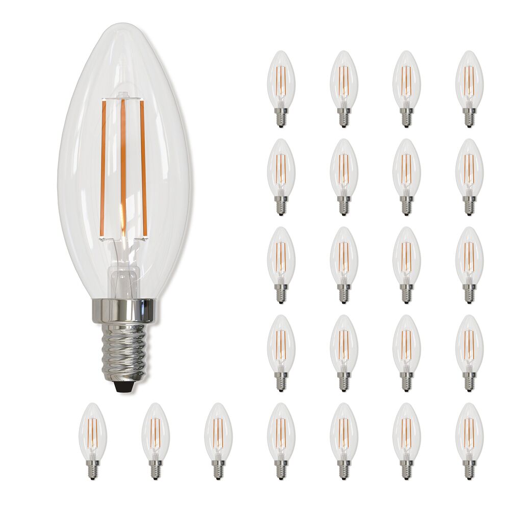 Bulbrite 5 Watt B11 LED Filament Light Bulb, 2700K E12 Candelabra Base, Clear Finish, Pack of 24 - Cheap-Us
