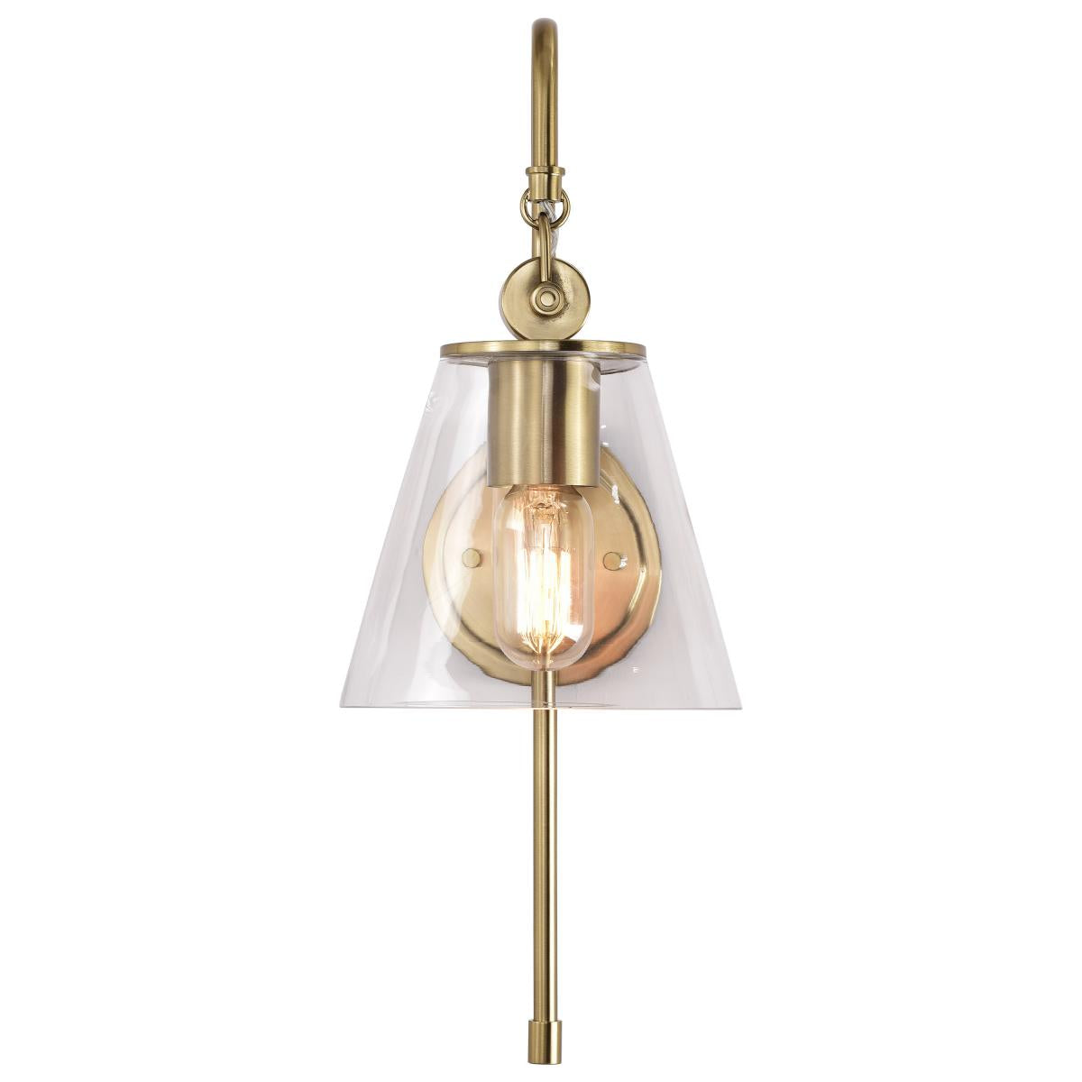 60-7449 DOVER 1 LIGHT WALL SCONCE Dover; 1 Light; Wall Sconce; Vintage Brass with Clear Glass - Cheap-Us
