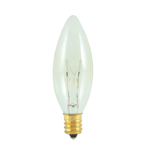 Bulbrite 15CTC/25/3 15 Watt Incandescent B8 Torpedo Chandelier Bulb, Candelabra Base, Clear - Cheap-Us