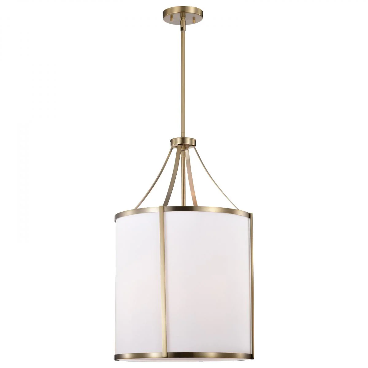 60-7962 EASTON 3LT PENDANT Easton 3 Light Pendant; Burnished Brass Finish; White Linen Shade - Cheap-Us