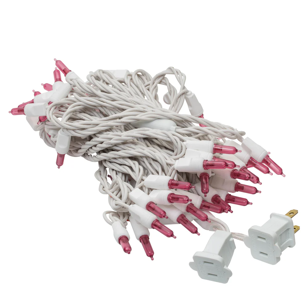 Vickerman 50 Magenta Italian LED on White Wire 25' Christmas Single Mold Light Strand - Cheap-Us