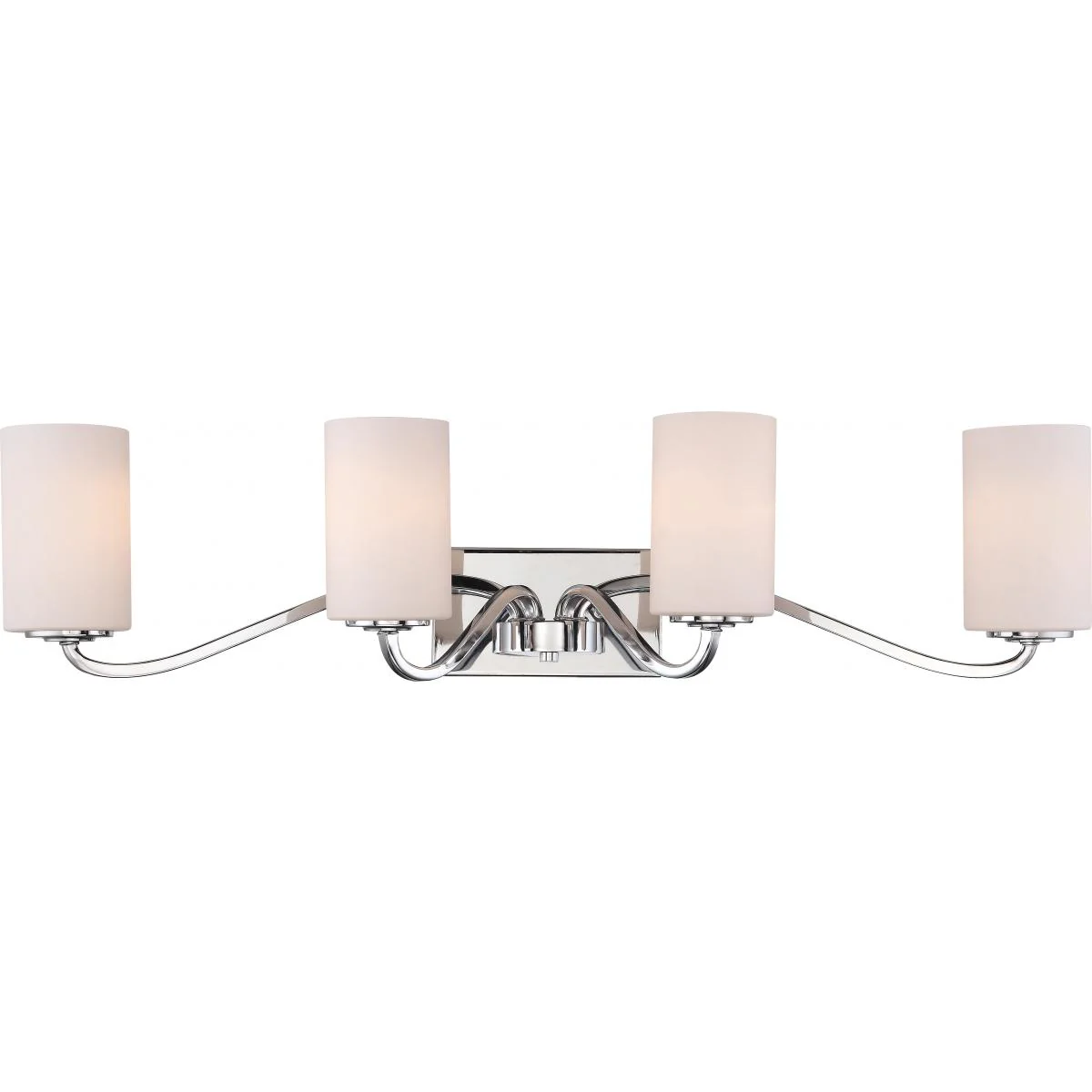 60-5871 WILLOW 4 LIGHT VANITY Willow - 4 Light Vanity with White Glass - Polished Nickel Finish - Cheap-Us