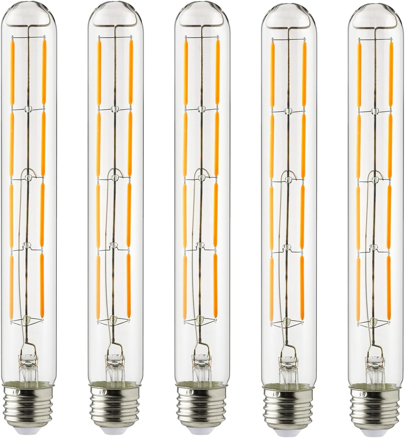 Sunlite LED Filament T10 Tubular Light Bulb, 6 Watts (60W Equivalent), 570 Lumens, Medium E26 Base, 120 Volts, Dimmable, 90 CRI, UL Listed, Title-20 Compliant, 2200K Amber, 5 Pack - Cheap-Us