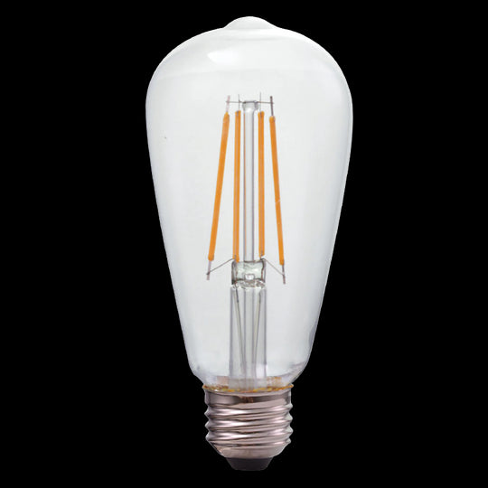 Luxrite LED ST19 Filament Style Light Bulb, E26 Medium Base, 8W, 3000K - Soft White, 80 CRI, Clear Finish, Dimmable, Pack of 6 (LR21651) - Cheap-Us