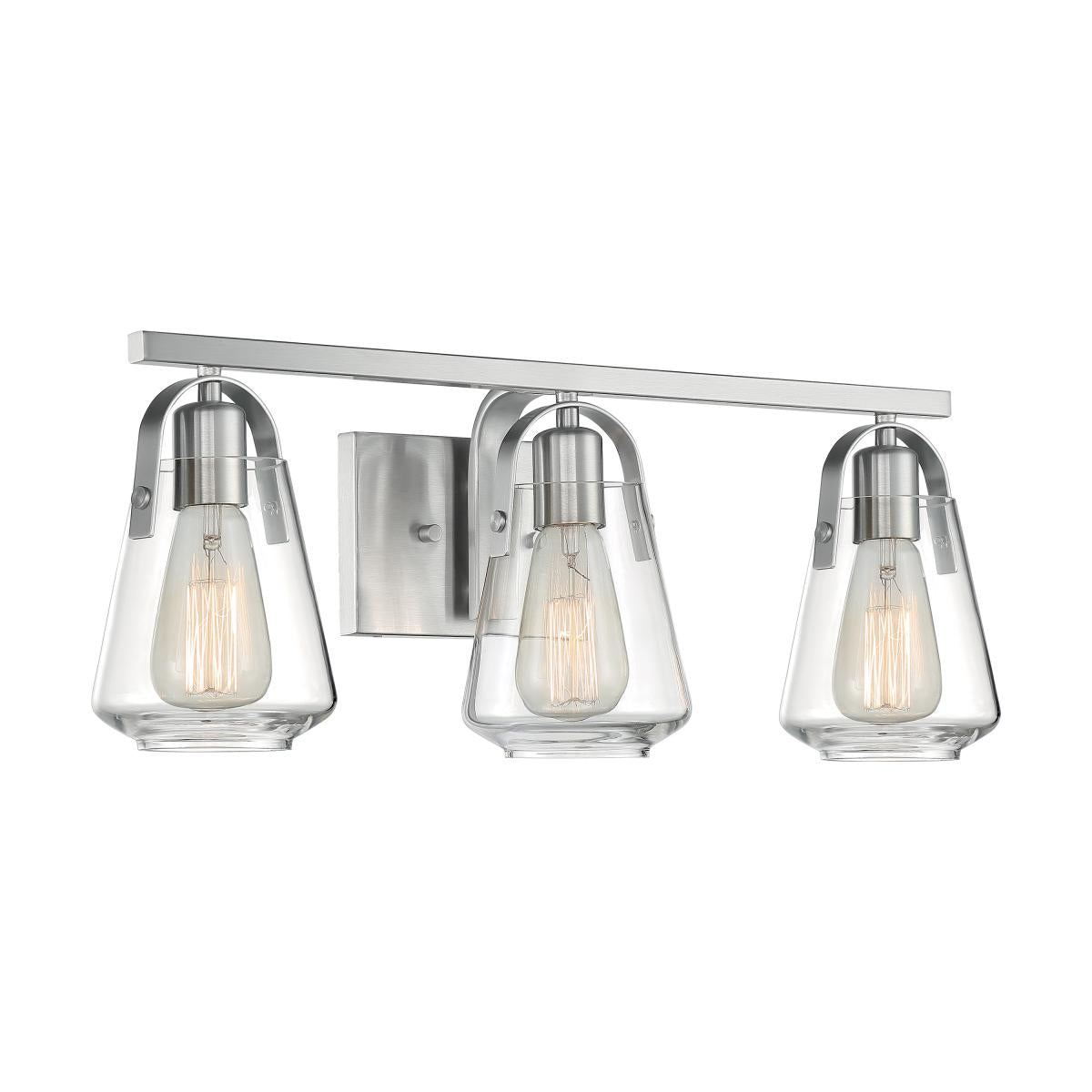 60-7113 SKYBRIDGE 3 LIGHT VANITY Skybridge - 3 Light Vanity with Clear Glass - Brushed Nickel Finish - Cheap-Us