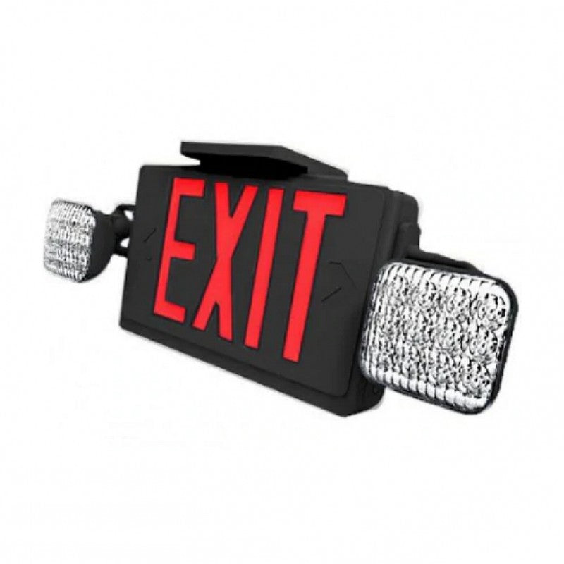 Westgate All LED Exit/Emergency Light Combo, SGL/DBL Face, Red Letters Black Housing, 120/277V, LED Exit & Emergency Lighting, 3.2W - Cheap-Us