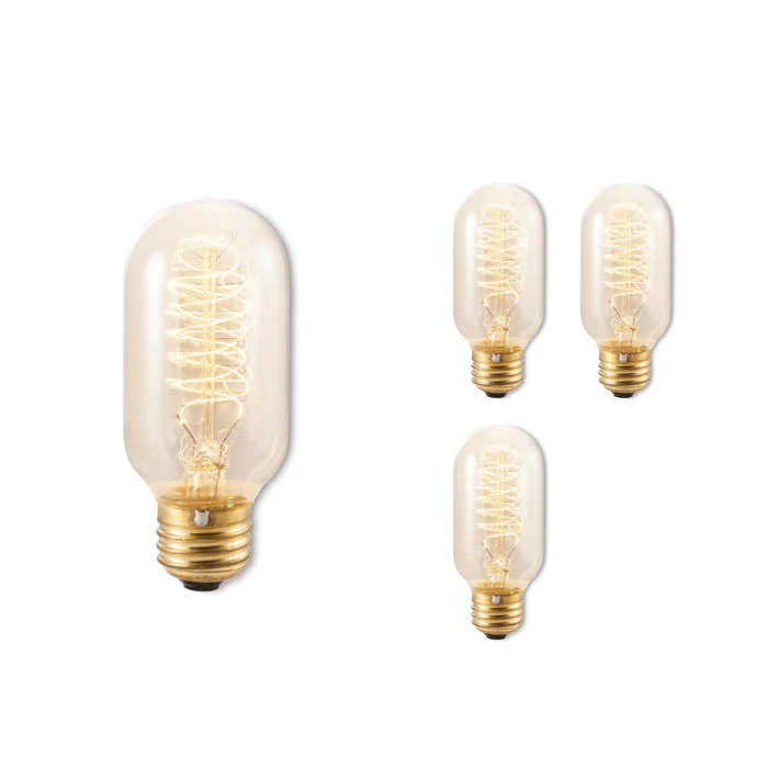 BULBRITE INCANDESCENT T14 MEDIUM SCREW (E26) 40W DIMMABLE NOSTALGIC LIGHT BULB 2200K/AMBER 4PK (134014) - Cheap-Us
