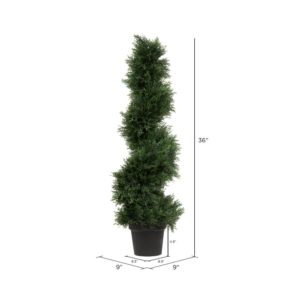 Vickerman 3' Artificial Potted Green Cedar Spiral Tree. - Cheap-Us
