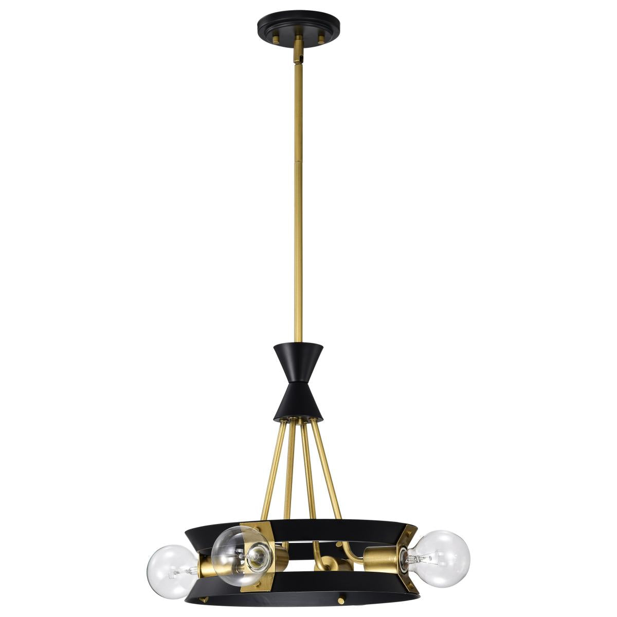 Satco Nuvo Marsden 4-8 Light Chandelier - 60W - 120V - Matte Black and Natural Brass Finish - Cheap-Us