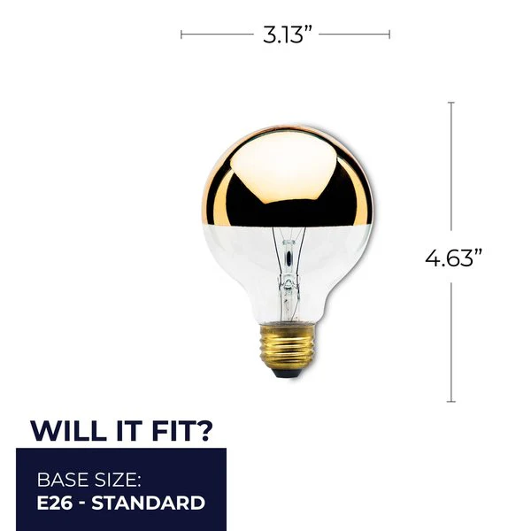 BULBRITE INCANDESCENT G25 MEDIUM SCREW (E26) 40W DIMMABLE LIGHT BULB 2700K/WARM WHITE HALF GOLD 6PK (712424) - Cheap-Us
