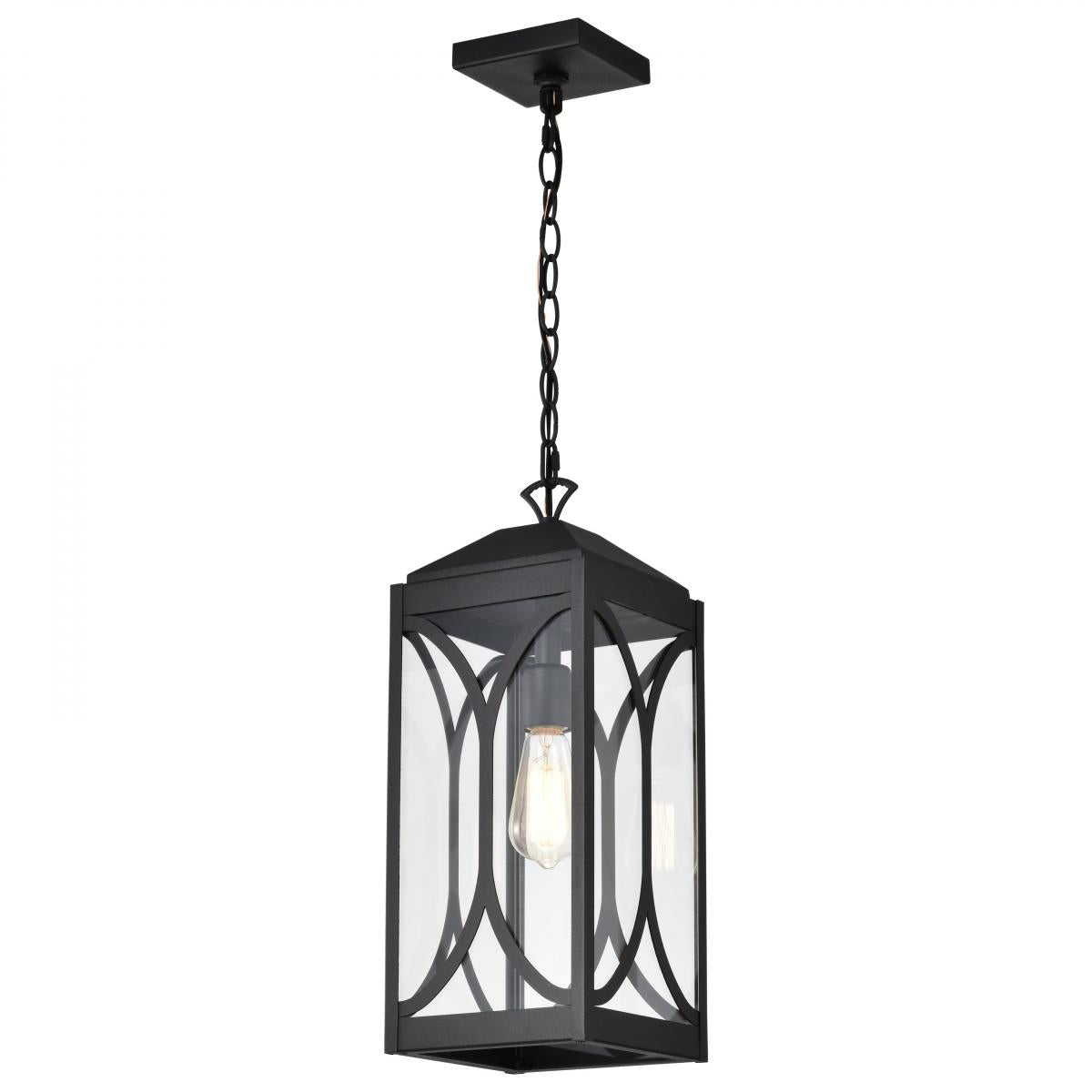 60-8125 OAKLYN 1 LT HANGING LANTERN Oaklyn; 1 Light Hanging Lantern; Matte Black with Clear Glass - Cheap-Us