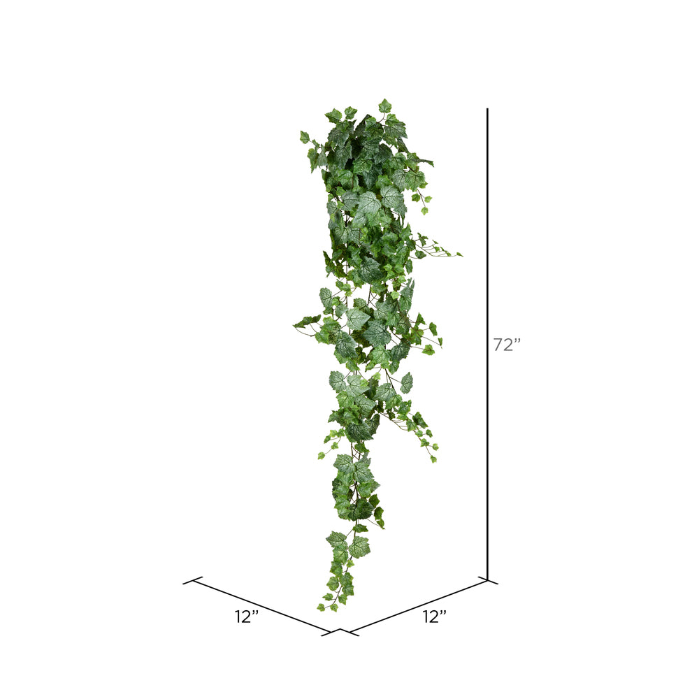 Vickerman 6' Artificial Green & White Grape Leaf Ivy Hanging Bush. - Cheap-Us