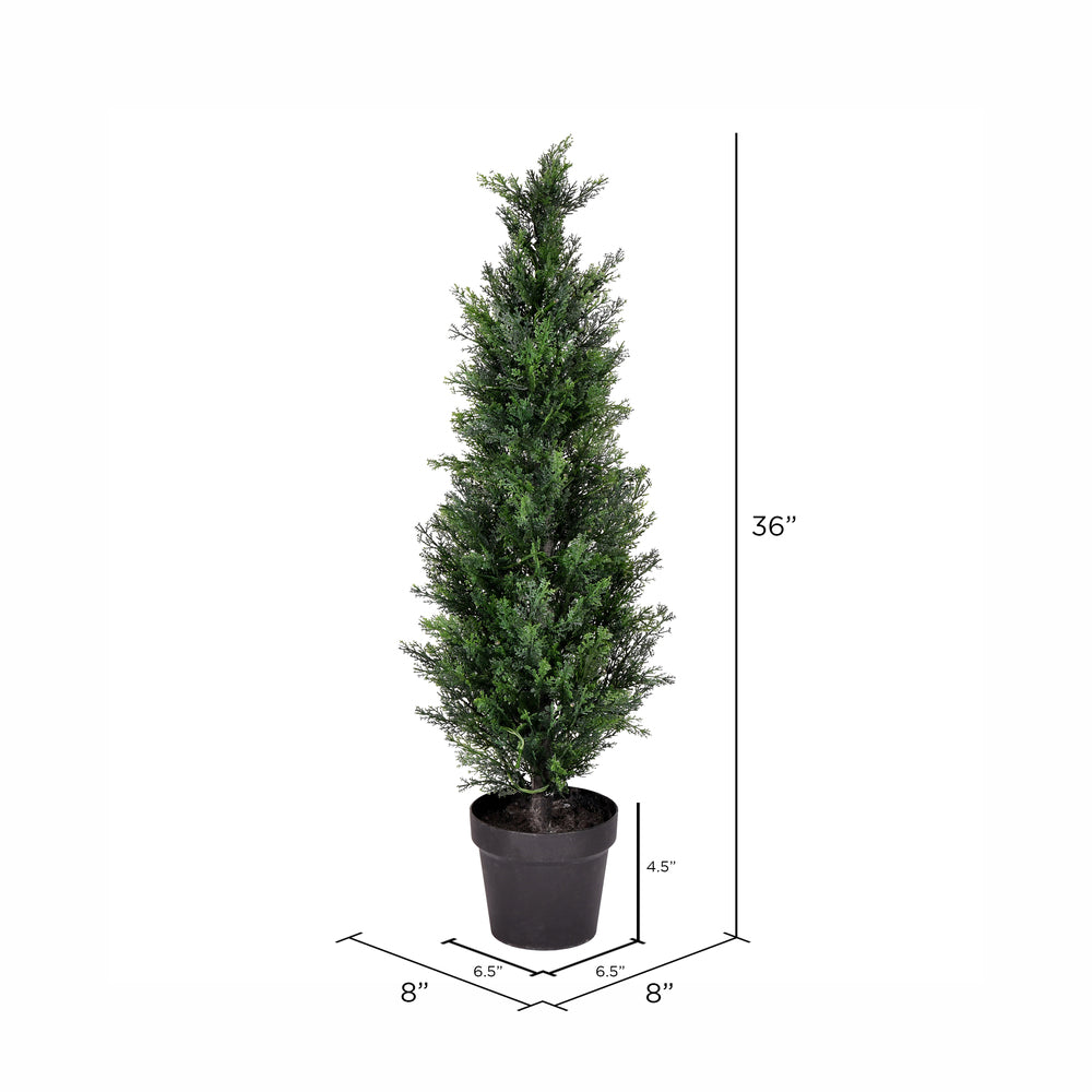 Vickerman 3' Artificial Potted Green Cedar Tree. - Cheap-Us